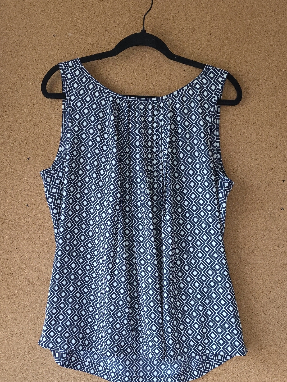 LOFT Navy White Geometric Sleeveless Blouse Tank Top Size L